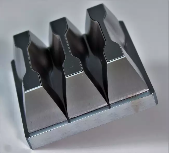 die cutters: Die cuts for specimen preparation: example of multiple die cuts.