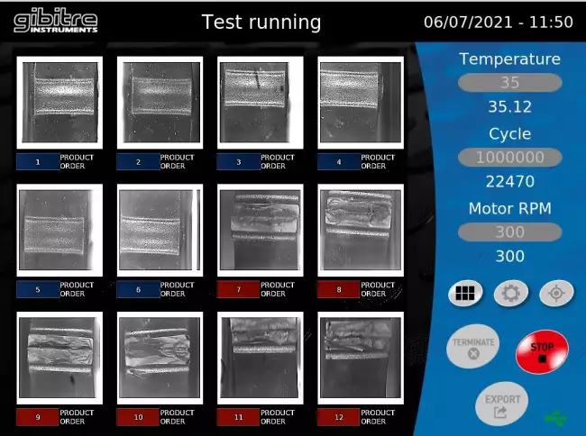 fatigue de mattia ai camera: De Mattia Fatigue Check AI Camera: main page of the instrument control panel.